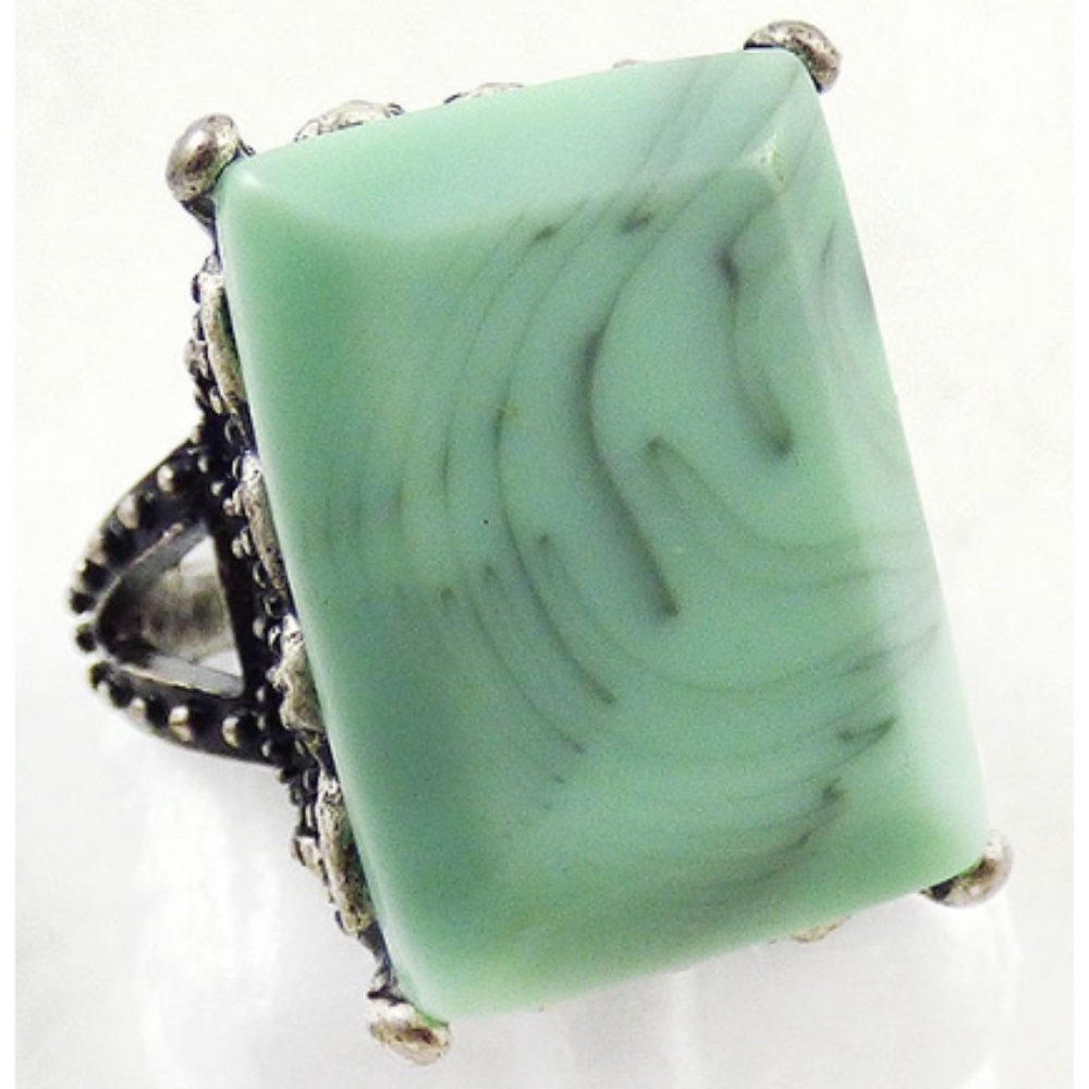 Mint Green Rectangular Fashion Ring - image 1